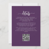 Purple Lilac Silver Floral QR Code Wedding 招待状 (裏面)