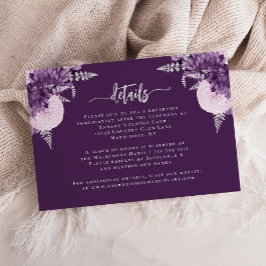 Purple Lilac Silver Floral Wedding Details エンクロージャーカード