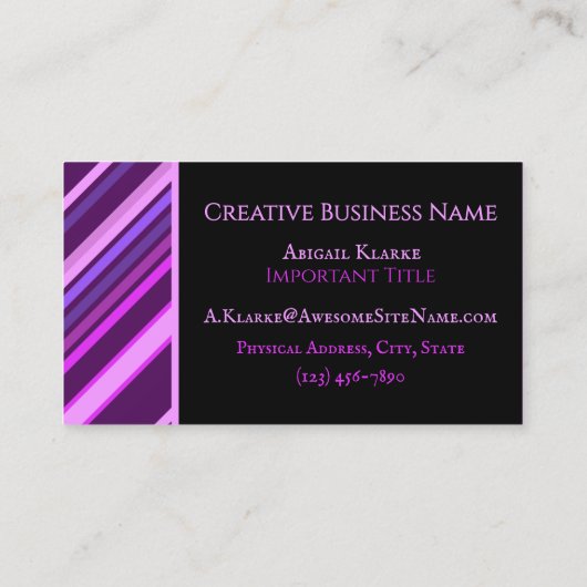 Purple Lilac Stripes Stripe Dynamic Design Stylish 名刺 (裏面)