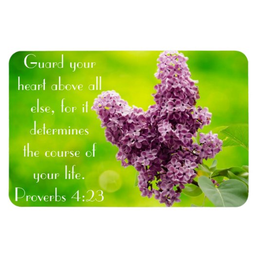 Purple lilacs bible verse Proverbs 4:23 Magnet マグネット (横)