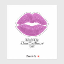 Purple Lips Thank You Custom-Cut Vinyl Sticker