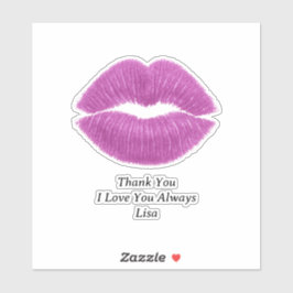 Purple Lips Thank You Custom-Cut Vinyl Sticker シール