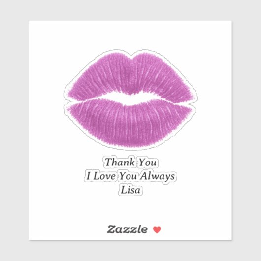 Purple Lips Thank You Custom-Cut Vinyl Sticker シール (シート)