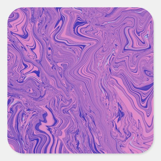 Purple Liquid Marble Abstract Pattern スクエアシール (正面)