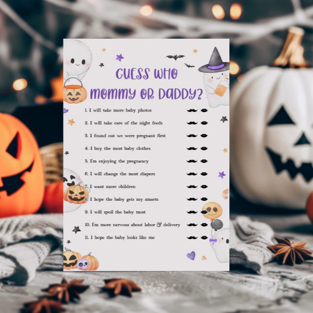 Purple Little Boo誰がママかパパのゲーム (Baby is Brewing Baby Shower Guess who Mommy or Daddy Game)