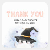 Purple Little Boo Ghost Witch Baby Shower スクエアシール (正面)