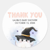 Purple Little Boo Ghost Witch Baby Shower ラウンドシール (正面)
