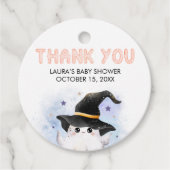 Purple Little Boo Ghost Witch Baby Shower Round フェイバータグ (正面)