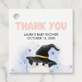 Purple Little Boo Ghost Witch Baby Shower Square フェイバータグ (正面)