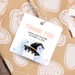 Purple Little Boo Ghost Witch Baby Shower Square フェイバータグ