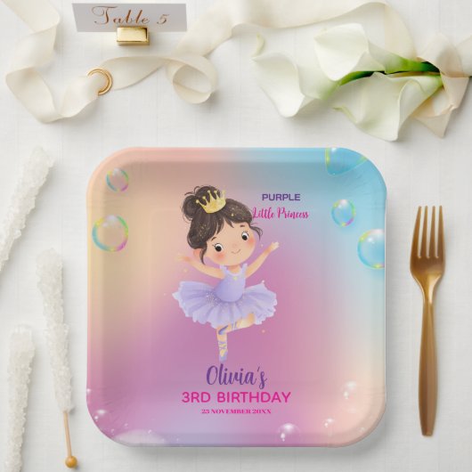 Purple Little Princess Ball Paper Plate ペーパープレート (ウェディング)