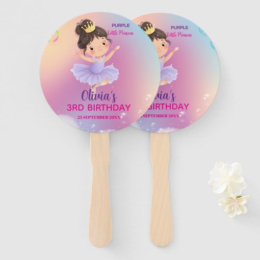 Purple Little Princess Ball Set of Fans ハンドファン (正面&裏面)