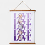 Purple LOVEフォトバレンタインデーぶら下がったのタペストリー 吊り下げ型タペストリー (正面)