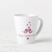 Purple Love Birds Valentine's Mug, Romantic Gift カフェラテマグ (右アングル)