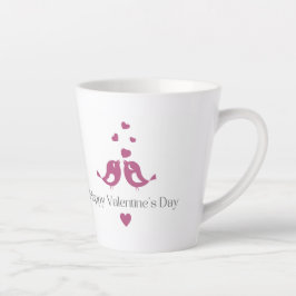 Purple Love Birds Valentine's Mug, Romantic Gift カフェラテマグ