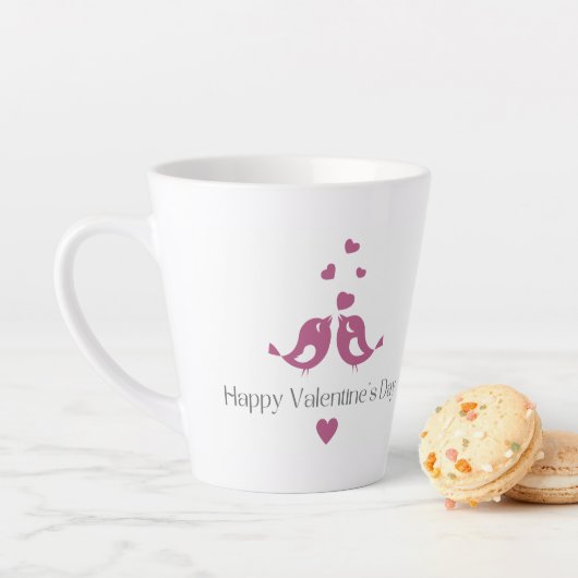 Purple Love Birds Valentine's Mug, Romantic Gift カフェラテマグ (インサイチュ)