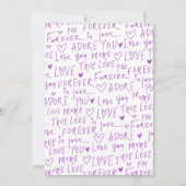 Purple Love Doodle Hearts Handwritten Pattern  シーズンカード (正面)