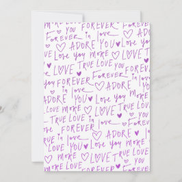 Purple Love Doodle Hearts Handwritten Pattern  シーズンカード