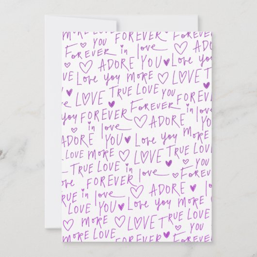 Purple Love Doodle Hearts Handwritten Pattern  シーズンカード (正面)