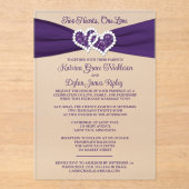 Purple Love Hearts Wedding Invitation アクリル招待状 (正面)