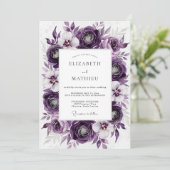 Purple Luxurious Botanical Wedding 招待状 (スタンド正面)