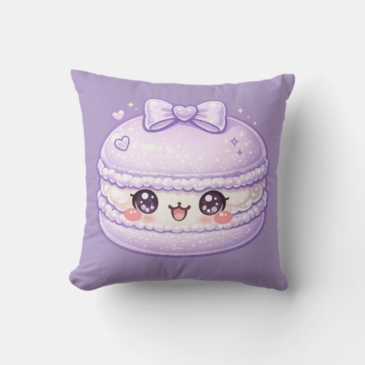 Purple Macaron Sweet Kawaii Cushion Pillow クッション (正面)
