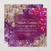 Purple Magenta Gold Abstract Luxury 招待状 (正面/裏面)