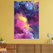 Purple Magenta Gold Alcohol Ink Nebula Flow キャンバスプリント (インサイチュ (リビング))