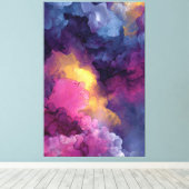 Purple Magenta Gold Alcohol Ink Nebula Flow キャンバスプリント (インサイチュ (ウッドフロア))