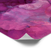 Purple Magenta Gold Alcohol Ink Nebula Flow ポスター (角)