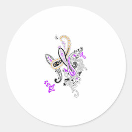 Purple-Magenta, Reddish Orange, Tealish Blue Girly ラウンドシール