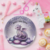 Purple Magical Dragon Baby Shower ペーパープレート (パーティー)