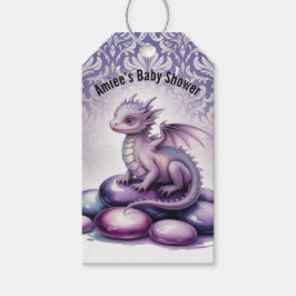 Purple Magical Dragon Baby Shower Thank You ギフトタグ