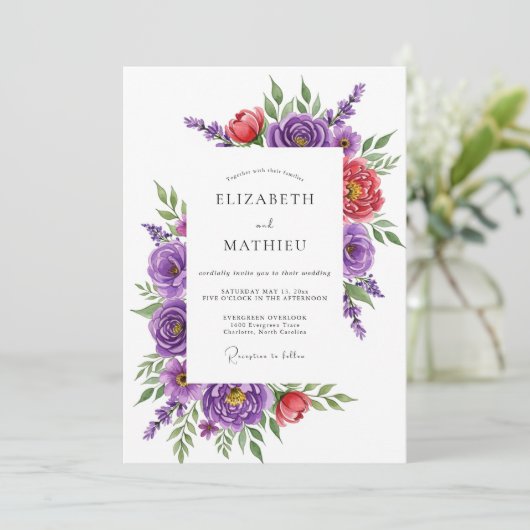 Purple Magnificent Spring Wedding 招待状 (スタンド正面)