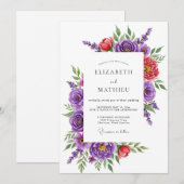 Purple Magnificent Spring Wedding 招待状 (正面/裏面)
