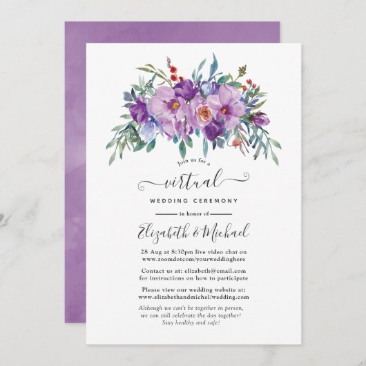 Purple Magnoliasとバラオンライン仮想結婚機器 招待状 (正面/裏面)