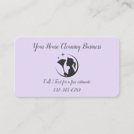 Purple Maid House Cleaning QR Code Professional 名刺 (正面)