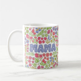 Purple Mama Boho Floral 3D Effect コーヒーマグカップ
