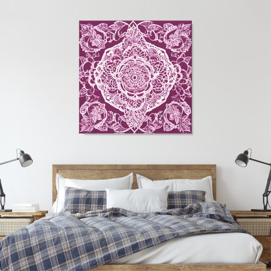 Purple mandala AI art  キャンバスプリント (インサイチュ (寝室))