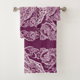 Purple mandala AI art  バスタオルセット