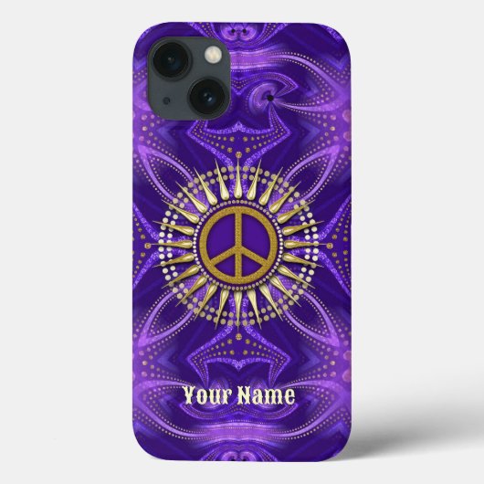 Purple Mandala Gold Sunshine PeaceSymbol Case-Mate iPhoneケース (裏面)