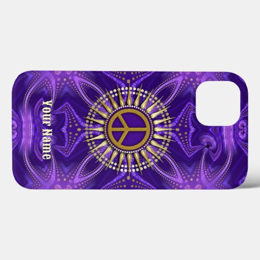 Purple Mandala Gold Sunshine PeaceSymbol Case-Mate iPhoneケース (裏面 (横))