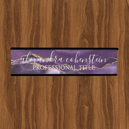 Purple Marble Agate Office Door Sign サインプレート
