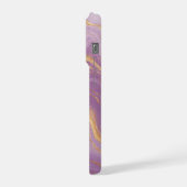 Purple Marble Background With Gold Veins iPhoneケース (左側面)
