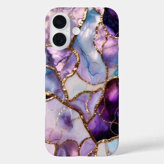 Purple Marble Phone Case Gold Abstract Luxury Case-Mate iPhoneケース (裏面)