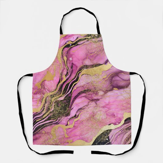 Purple Marble Pink Black Gold エプロン (正面)