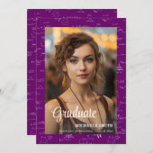 Purple Math College Script Photo Graduation 案内状 (正面/裏面)