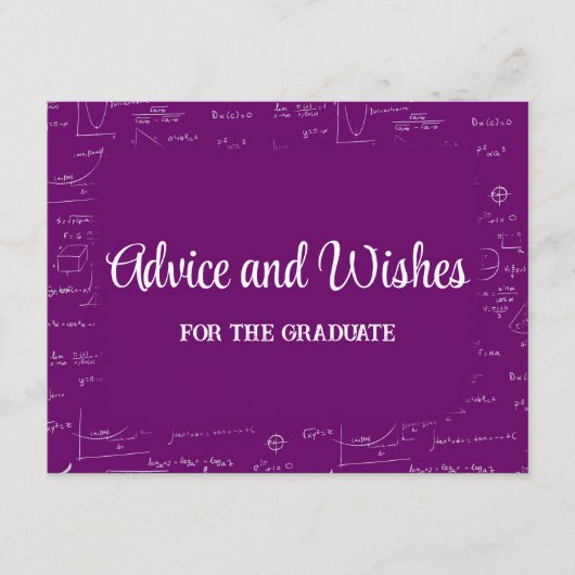 Purple Math Graduation Party Advice for Graduate エンクロージャーカード (正面)