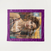 Purple Math Handwritten Script Photo Graduation  タペストリー (正面(横))