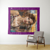 Purple Math Handwritten Script Photo Graduation  タペストリー (インサイチュ(横))